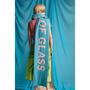 Model wearing HADES Blondie 'Heart of Glass' scarf