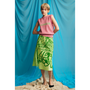 Model wearing HADES Blondie vest styled with HADES skirt