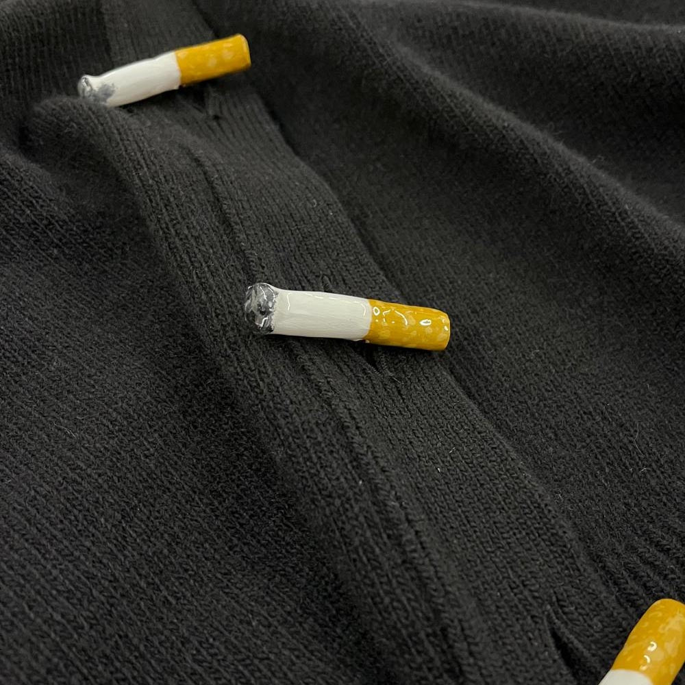 HADES Black Carrington with Cigarette Buttons up close