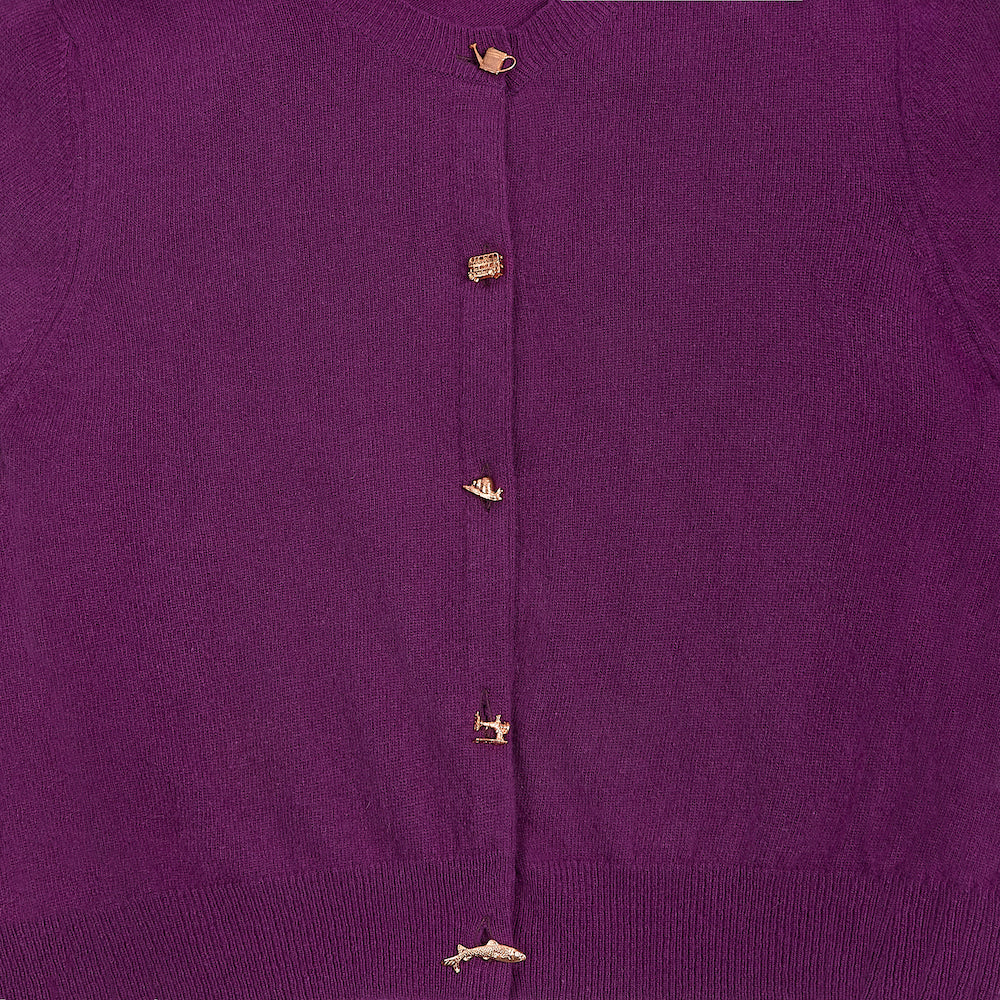 Image of the charm buttons on the HADES Good Fortune Charm Cardigan