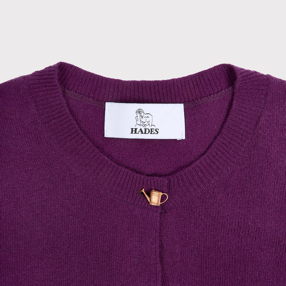 Image of the neckline of the HADES Good Fortune Charm Cardigan