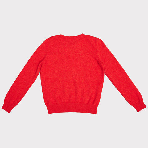 Back flat shot of the orange and oatmeal women's 'Hunky Dory' David Bowie jumper