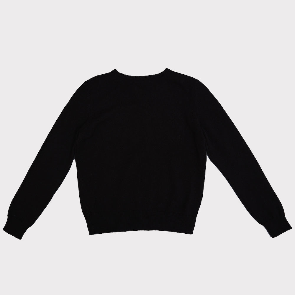Back flat shot of the black and lime women's 'Hunky Dory' Bowie jumper