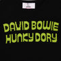 Close up of the text on the black and lime women's 'Hunky Dory' jumper