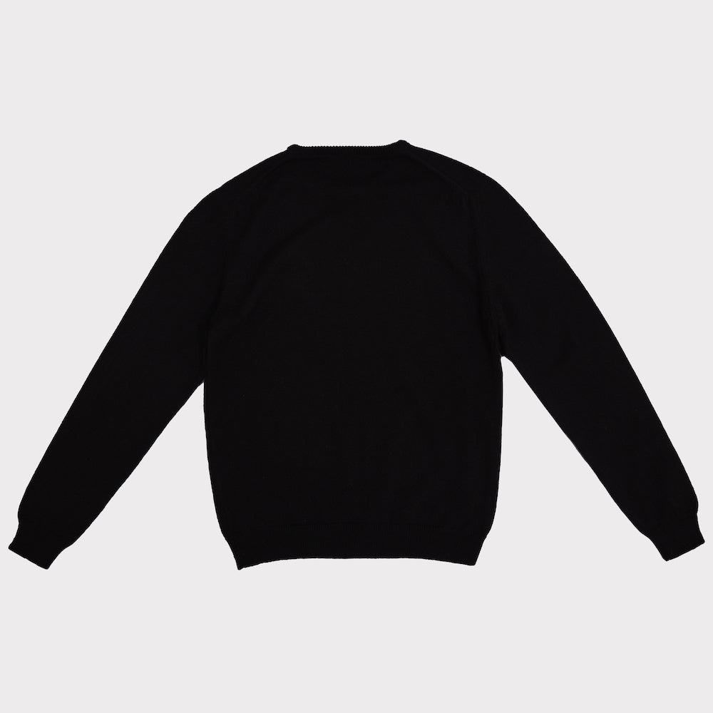 Front flat shot of the black and lime men's 'Hunky Dory' Bowie jumper