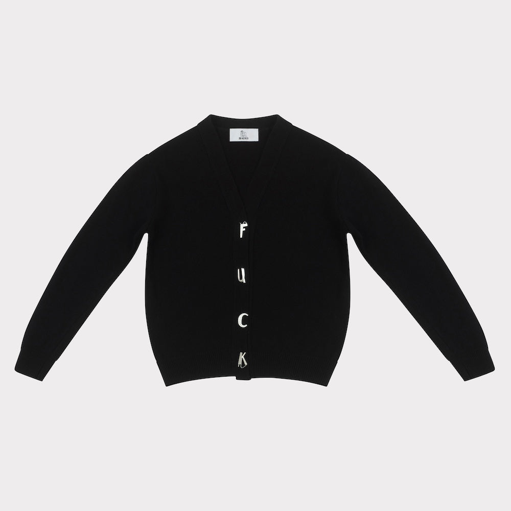 Carrington Cardigan | Black | Silver FU*K