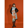 Model wearing the HADES Narcissus scarf in Turquoise and Red