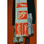 Model wearing the HADES Narcissus scarf in Turquoise and Red