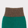 Detail shot of the teal & mushroom arm warmers 