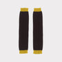 Flatshot of the brown & mustard arm warmers 