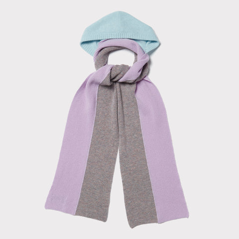 HADES the arctic blue, lilac and light grey hooded scarf