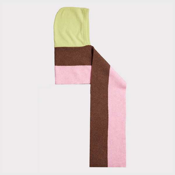 HADES the eau de nil, tobacco & light pink hooded scarf 