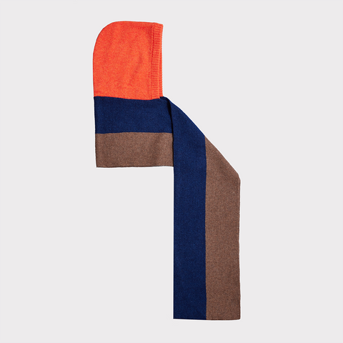 HADES the orange, navy & tobacco hooded scarf