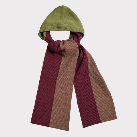 HADES the watercress, aubergine & tobacco hooded scarf