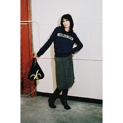 Womens model shot of the Iggy Pop 'I Wanna Be Your Dog' jumper