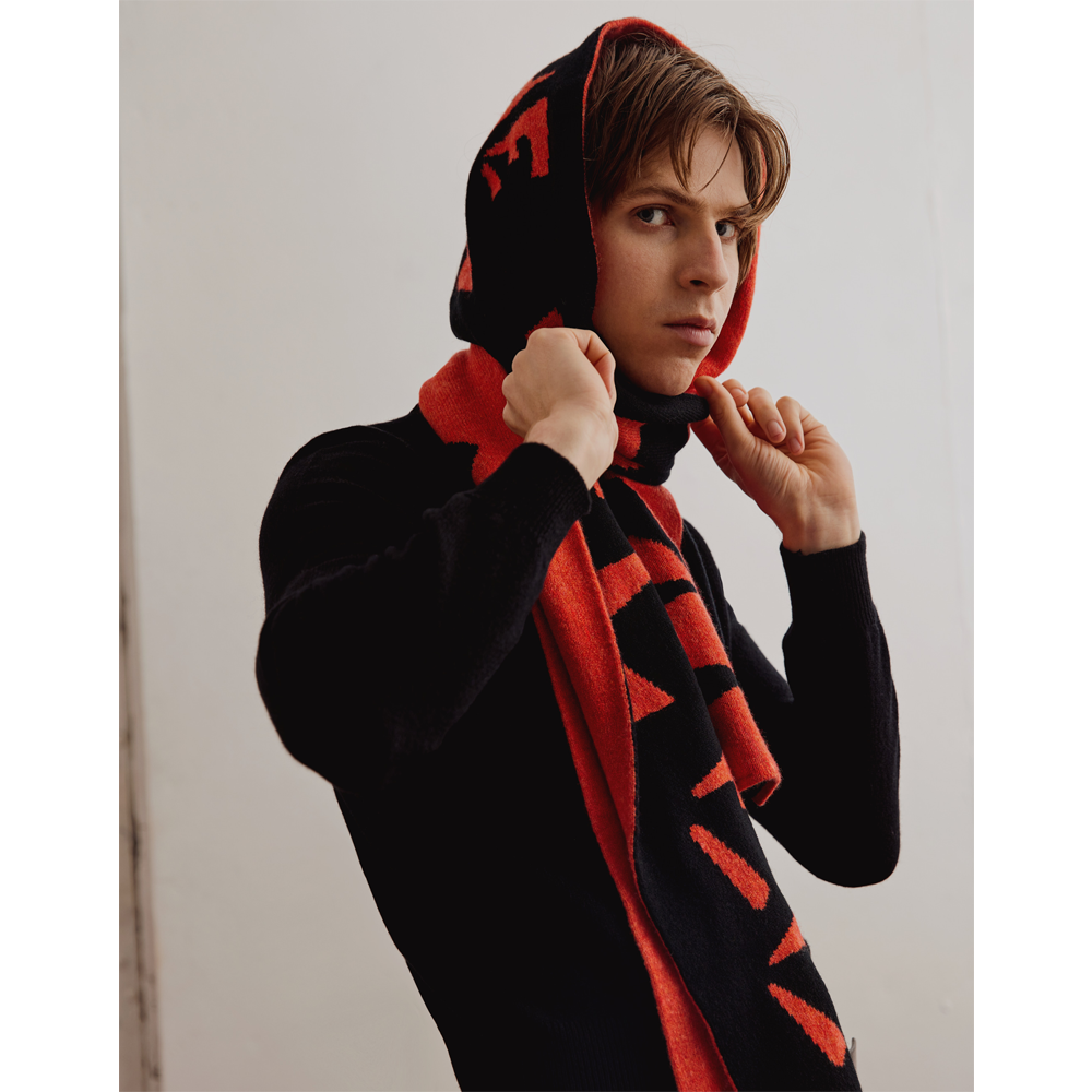 Detail shot of the Iggy & The Stooges scarf from the Iggy Pop collection