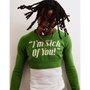Mens detail shot of the Iggy Pop 'I'm Sick Of You' jumper