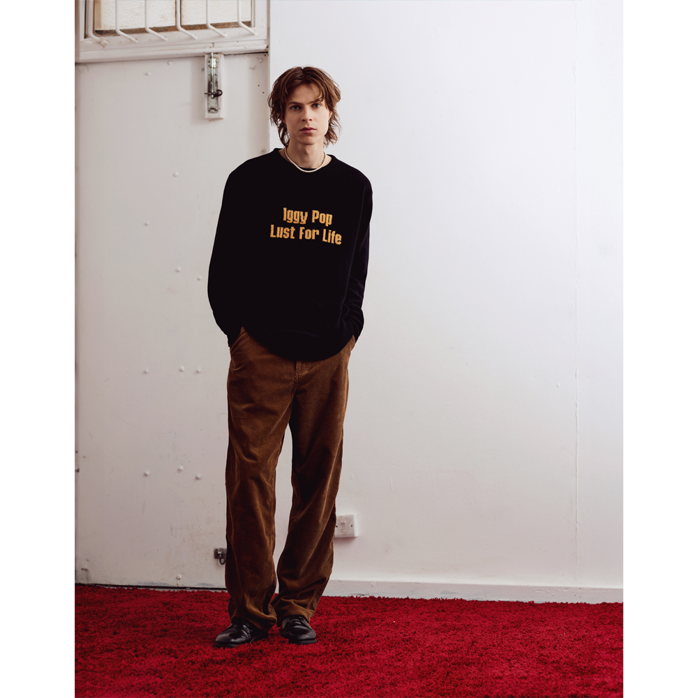 Mens model shot of the Iggy Pop 'Lust For Life' jumper