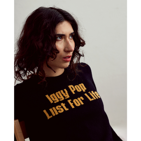 Womens model shot of Iggy Pop 'Lust For Life' jumper

