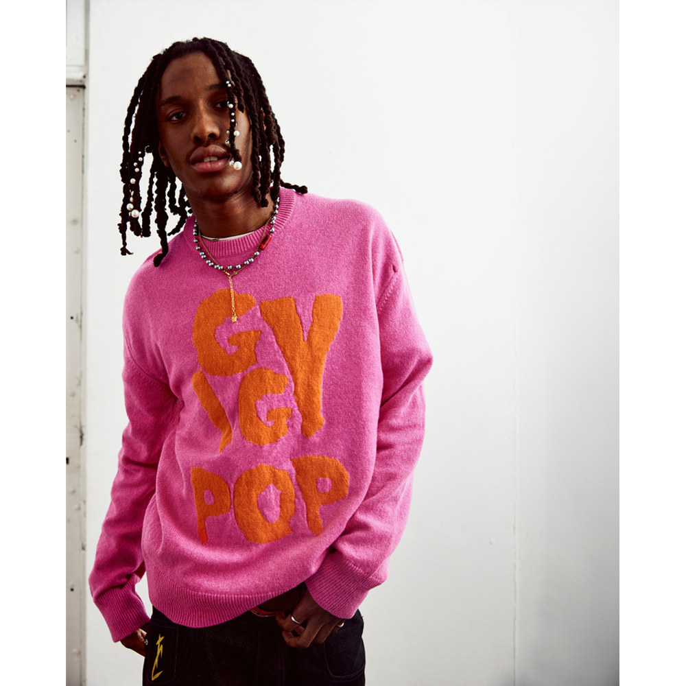 Mens model shot of the Iggy Pop unisex jumper