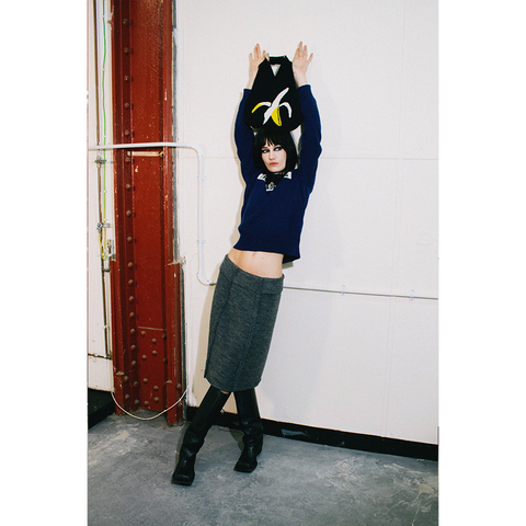 Model wearing HADES Inside Out Skirt