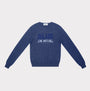 Blue jumper, mens, with 'Blue Joni Mitchell' text 