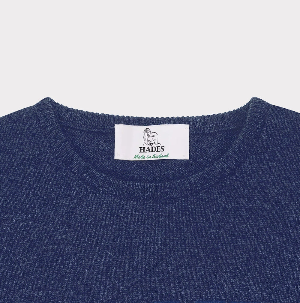 'BLUE' knit from the Joni Mitchell Collection, mens, necklabel