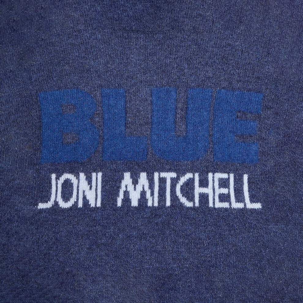 Detail image of the 'BLUE' knit from the Joni Mitchell Collection