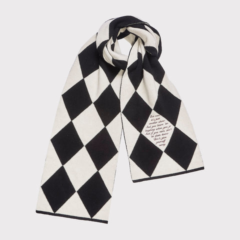 Image of the 'Both Sides Now' scarf tied together, from the Joni Mitchell Collection