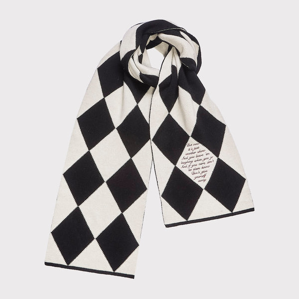 Image of the 'Both Sides Now' scarf tied together, from the Joni Mitchell Collection