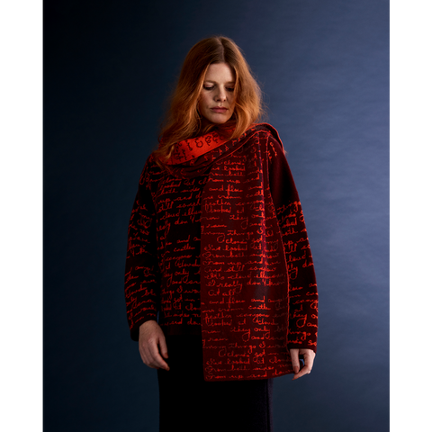 Model wearing the Both Sides Now Scarf from the Joni Mitchell Collection 