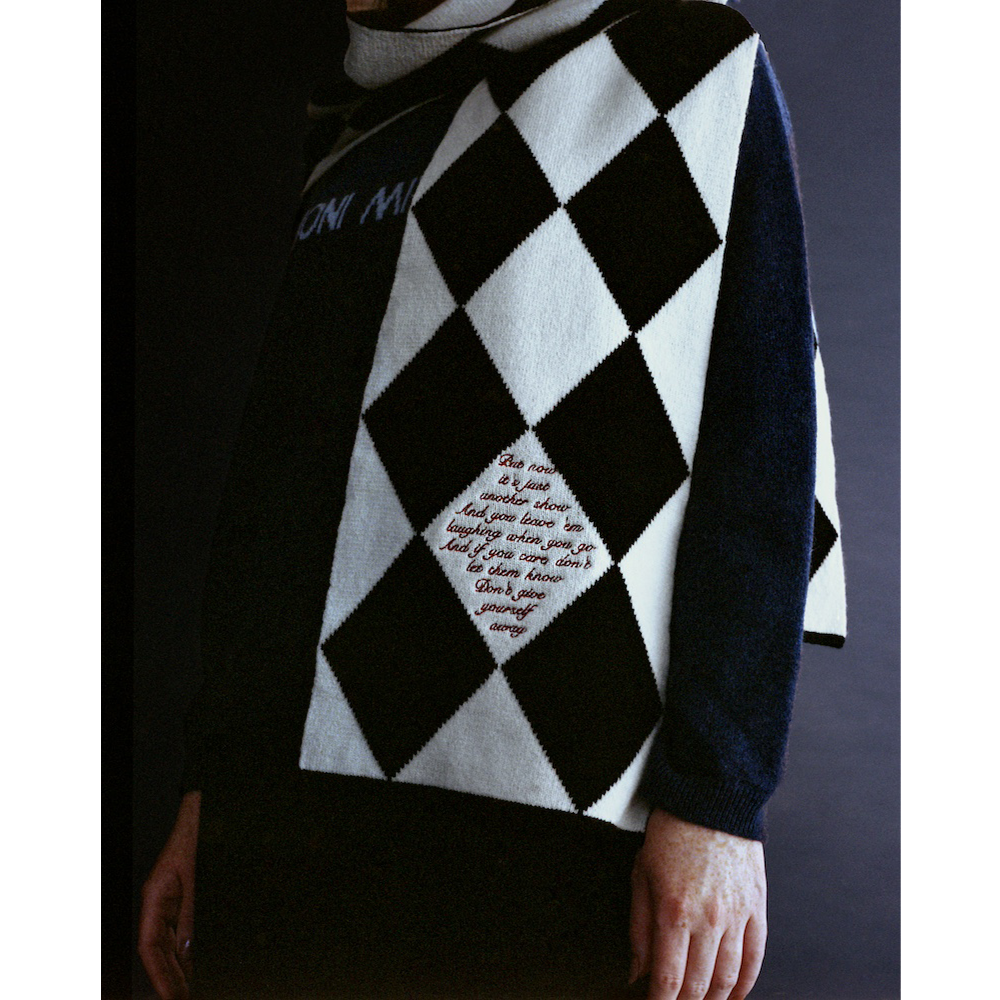 Model wearing the Joni Mitchell - Both Sides Now Scarf 