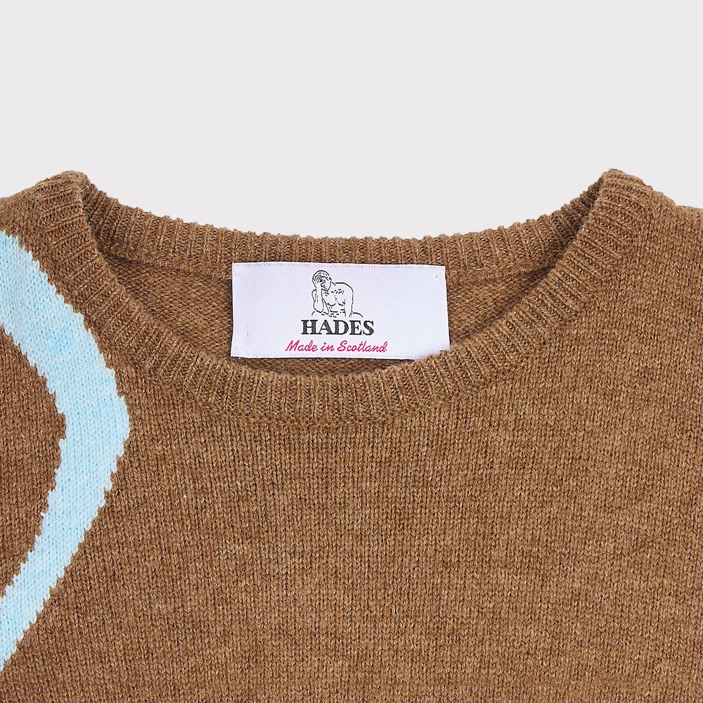 Neck detail of the 'Joni Mitchell' knit from the Joni Mitchell Collection