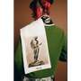 Model wearing HADES wool Narcissus Scarf back shot