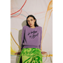 Person wearing a purple jumper with Oh Bondage Up Yours! 