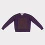 Front image of the April is the Cruellest Month Knit in Plum & Honey Orange
