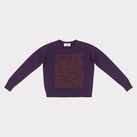Front image of the April is the Cruellest Month Knit in Plum & Honey Orange