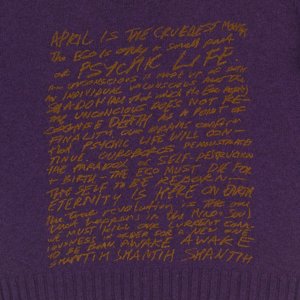 Detail image of the April is the Cruellest Month Knit in Plum & Honey Orange