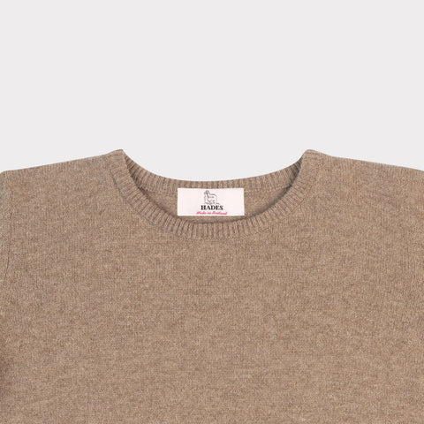 Neck detail of the Oatmeal Sabi knit 