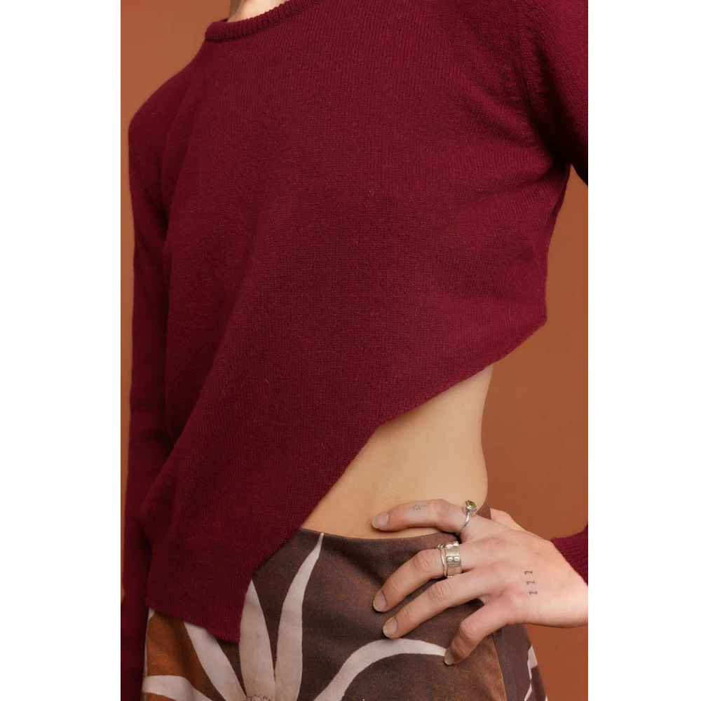 Detail of the Sabi Knit in Blood Red