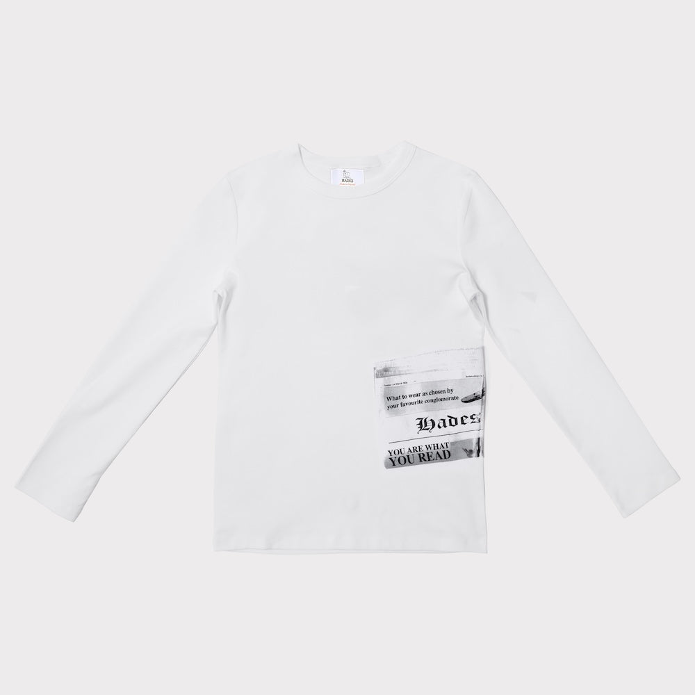 Front flatshot of the HADES News top.