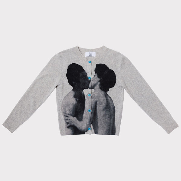 Front flatshot showing the front of The Kissing Cardigan