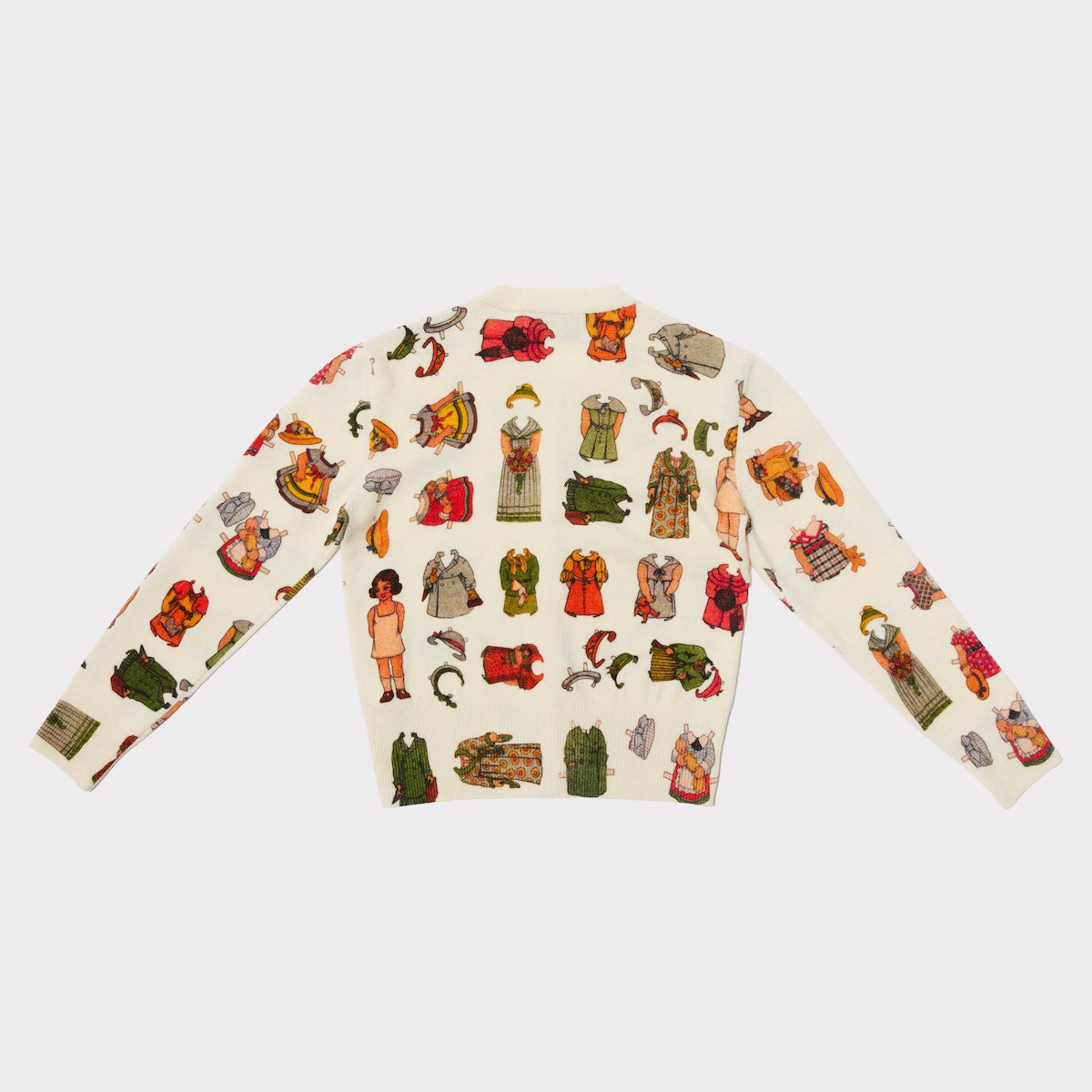 Flatshot of the back of the Paperdolls cardigan.