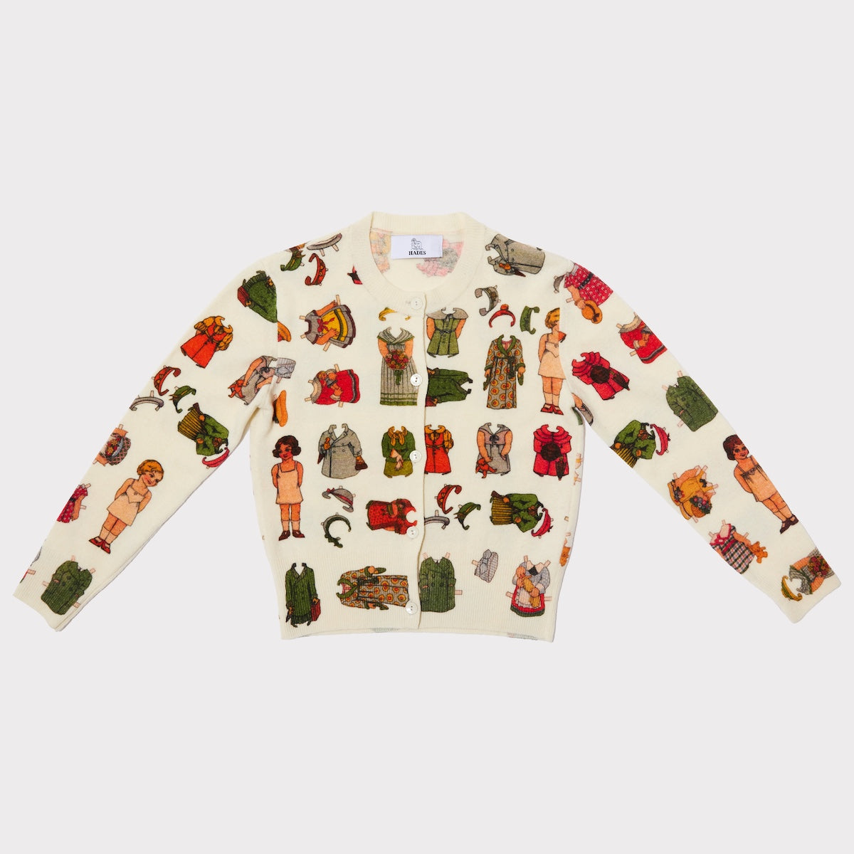 Flatshot of the front of the Paperdolls cardigan.