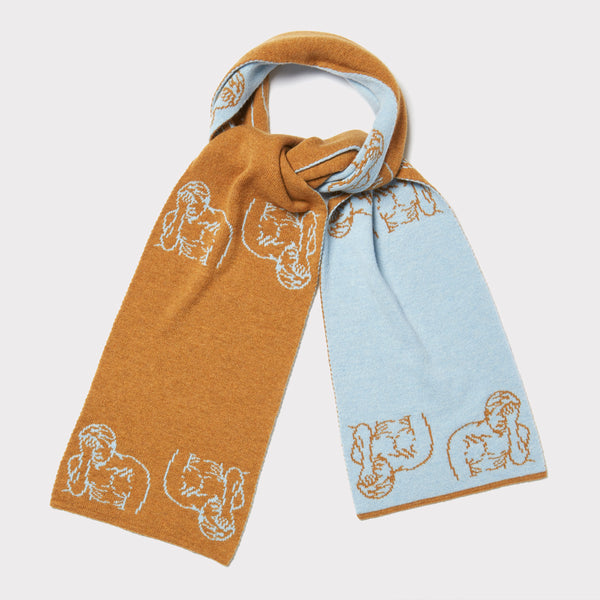 The HADES rust & baby blue scarf