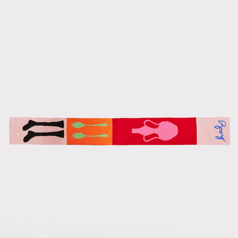 HADES Eccentric scarf featuring Socks, Spoon and Vase motif flat shot