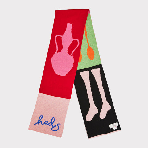 HADES Eccentric scarf featuring Socks, Spoon and Vase motif folded flat shot