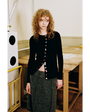 Model wearing Asymmetrical Cardigan