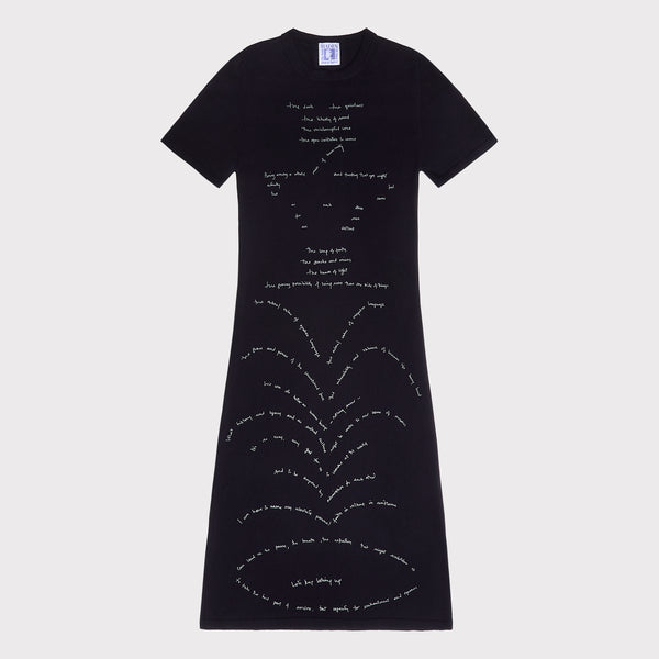 Front flatshot of the "Dear Fellow Humans"dress.