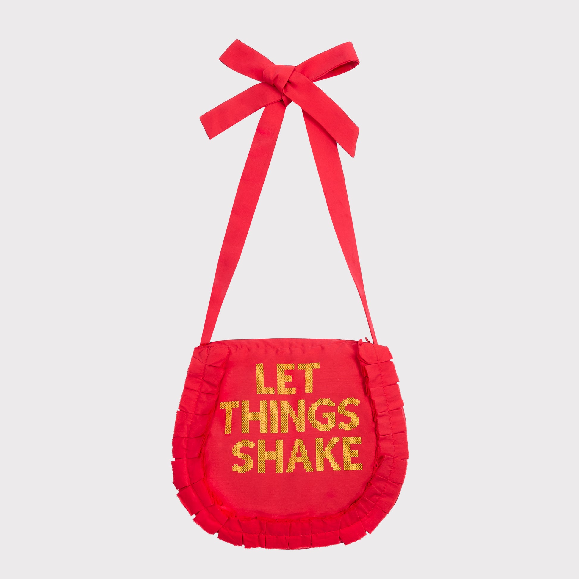 Front flatshot of the "Let Things Shake" bag.